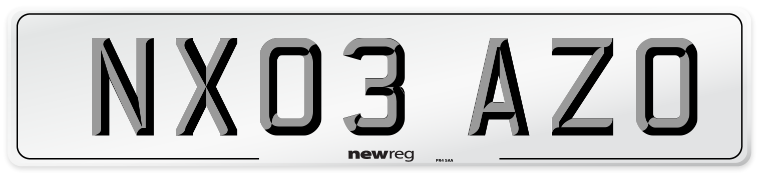 NX03 AZO Number Plate from New Reg
